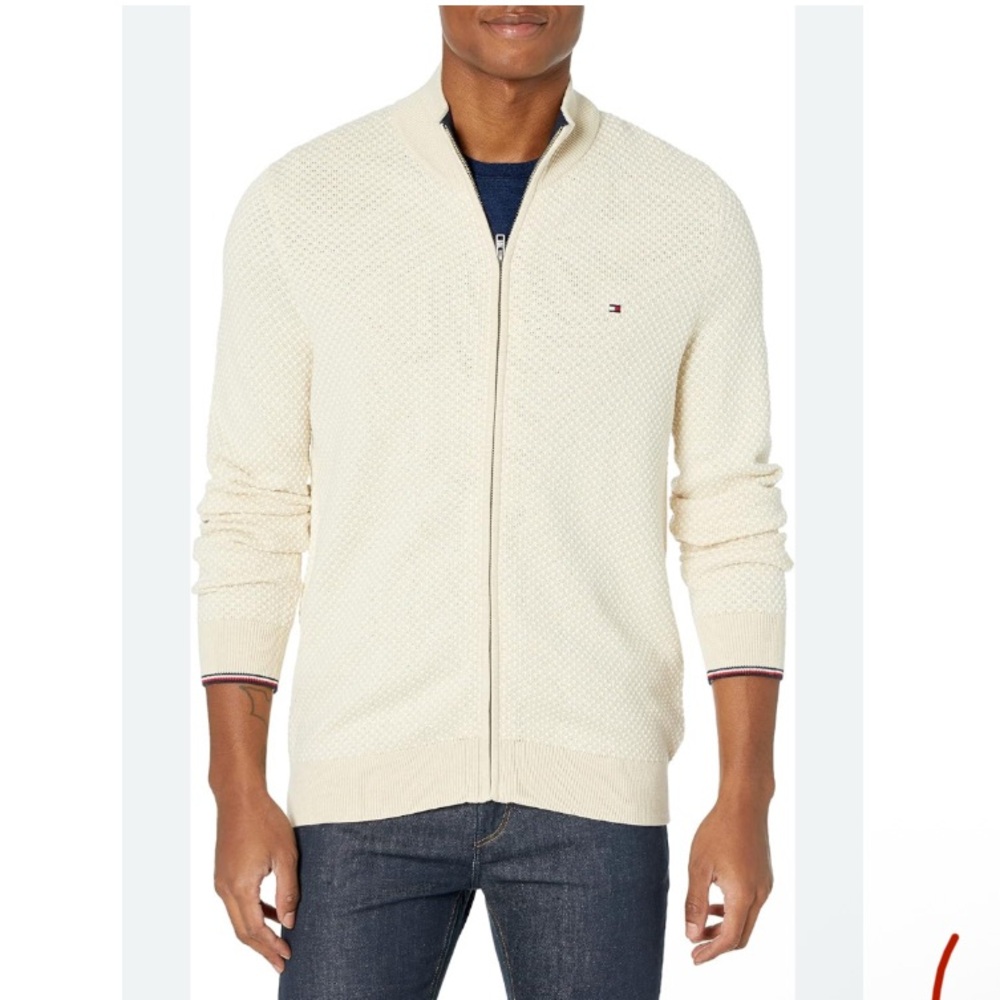New Tommy Hilfiger Men's Murphy Textured Full-Zip Sweater XL